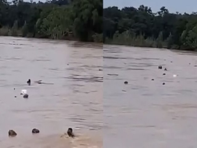 Barco vira com 6 pessoas e causa pnico em enchente no interior do Acre