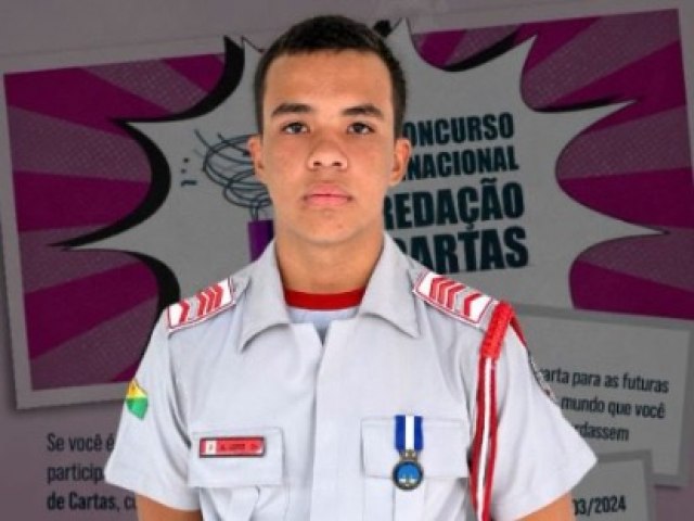 Aluno Gabriel Lopes do Colgio Militar Dom Pedro ll conquista 1 lugar na fase Estadual do Concurso Internacional de Redao de Cartas