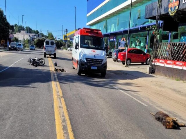 Co derruba homem de moto na Avenida Coronel Mncio Lima em Cruzeiro do Sul