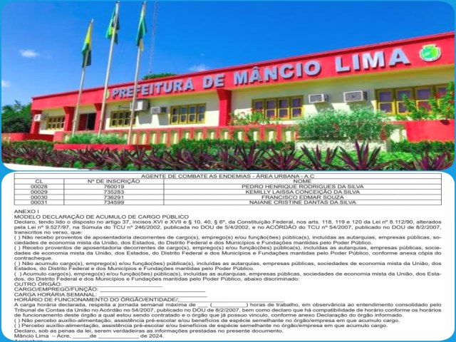 Prefeitura de Mncio Lima convoca aprovados em concurso pblico