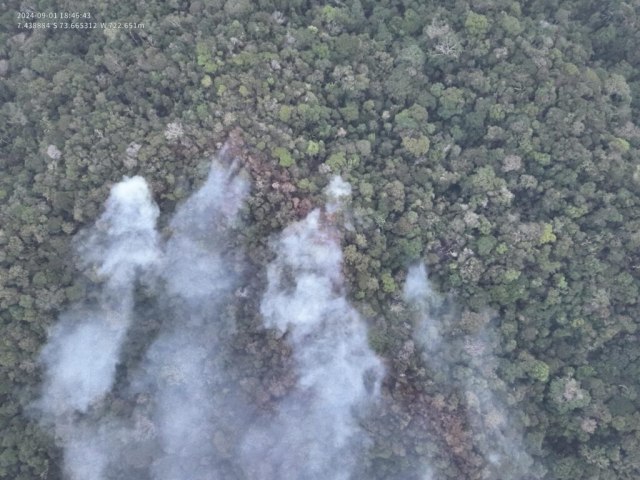 Incndio atinge cerca de 10 hectares do Parque Nacional da Serra do Divisor em Mncio Lima 