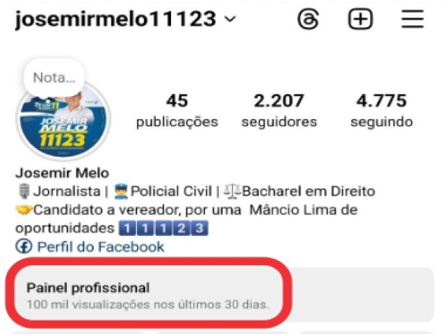 Candidato a vereador de Mncio Lima atinge 100 mil visualizaes nas redes sociais em 30 dias   