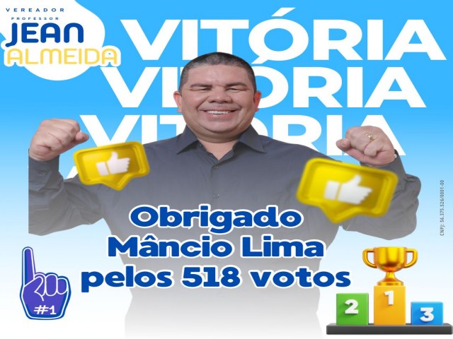 Jean Almeida entra para a histria como o vereador mais votado em Mncio Lima