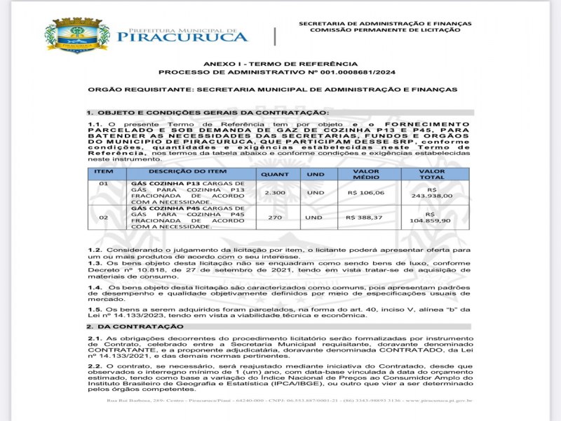 Escndalo do Vale Gs em Piracuruca: Prefeitura Gasta cerca de R$ 350 Mil em Aquisio de Gs de Cozinha