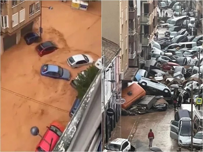 Enchentes matam 64 na Espanha; fora das guas arrasta carros e ruas viram rios