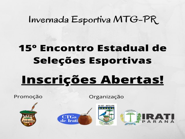 Inscries 15 Encontro Estadual de Selees Esportivas