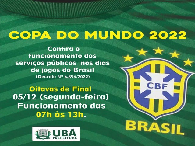 Decreto autoriza expediente especial em dias de jogos do Brasil