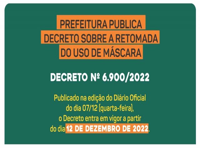 Prefeitura publica decreto sobre a retomada do uso de mscara