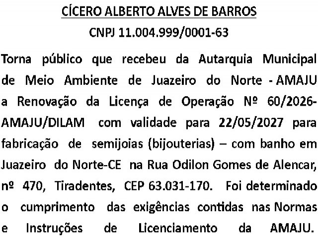 Recebimento de Renova��o de LO
