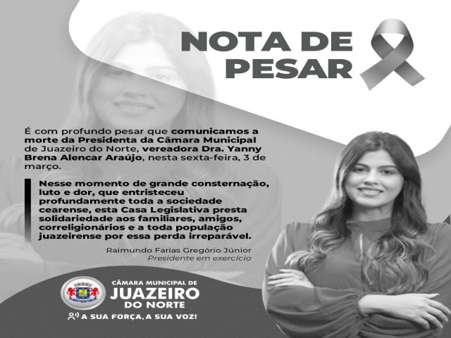 NOTA DE PESAR - CÂMARA MUNICIPAL DE JUAZEIRO DO NORTE/CE