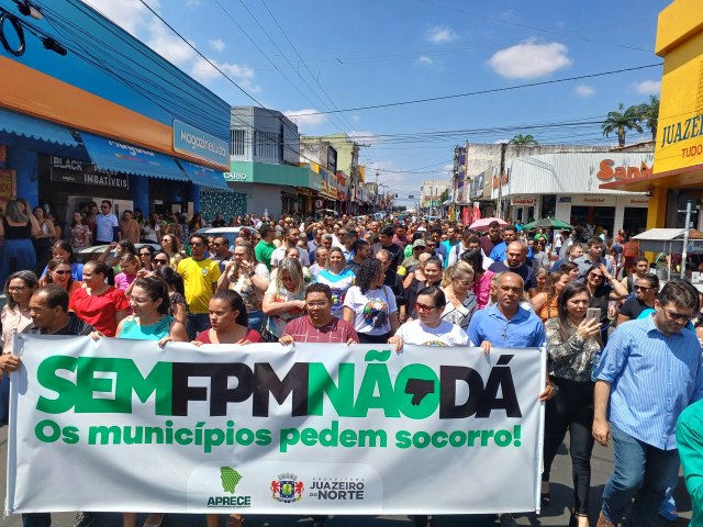 Prefeitura de Juazeiro do Norte/CE realizou grande manifestação contra a diminuição do FPM realizada pelo governo Lula (VEJA O VÍDEO)