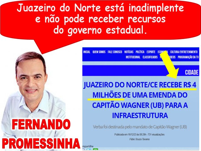 Repasse de R$ 4 milhes para a Prefeitura de Juazeiro do Norte desmente o deputado estadual Fernando Santana (PT)