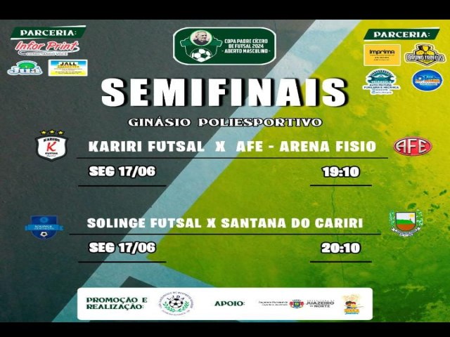 Semifinais da Copa Padre Ccero de Futsal 2024 - Aberto Masculino - acontecero na prxima segunda-feira (17.06)