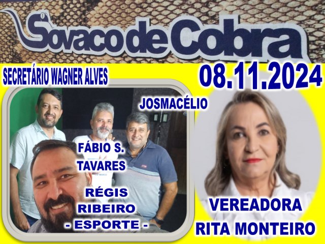 PROGRAMA SOVACO DE COBRA DE HOJE (08.11) TRAZ A VEREADORA ELEITA RITA MONTEIRO (PSB) COMO ENTREVISTADA