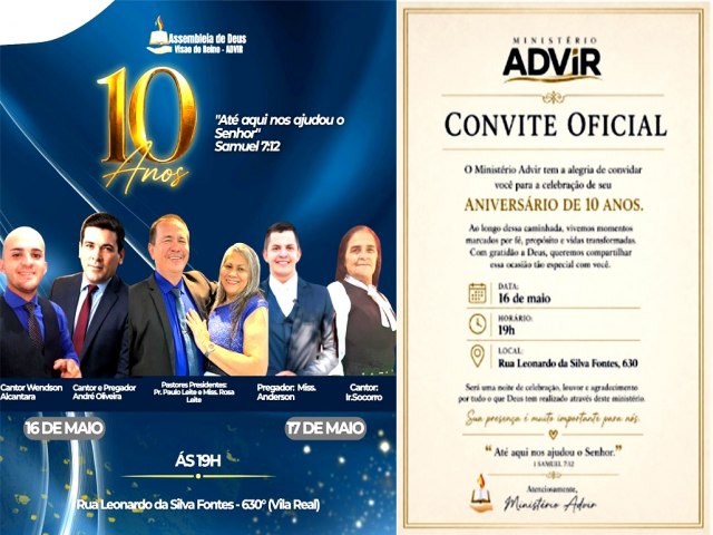 ANIVERS�RIO EM JUAZEIRO DO NORTE: 10 ANOS DA IGREJA ADVIR - ASSEMBLEIA DE DEUS