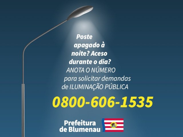 Saiba como solicitar os servios de Iluminao Pblica em Blumenau