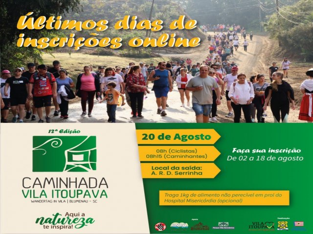 Caminhada da Vila Itoupava acontece neste fim de semana