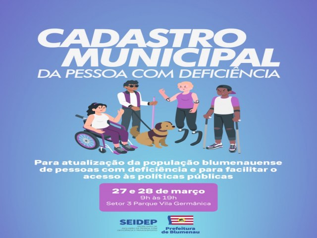 Prefeitura de Blumenau organiza cadastro municipal da pessoa com deficincia