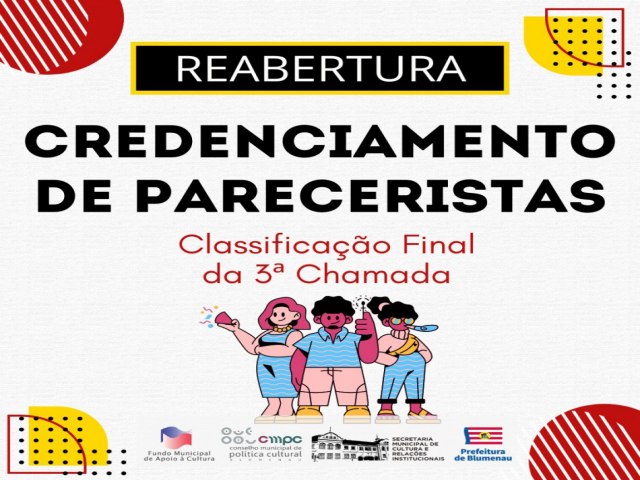 Sai lista dos pareceristas classificados na terceira chamada