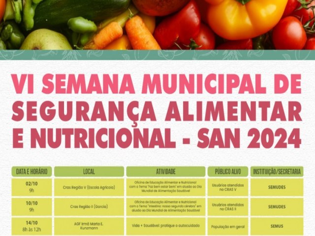 Blumenau celebra a Semana Municipal de Segurana Alimentar e Nutricional