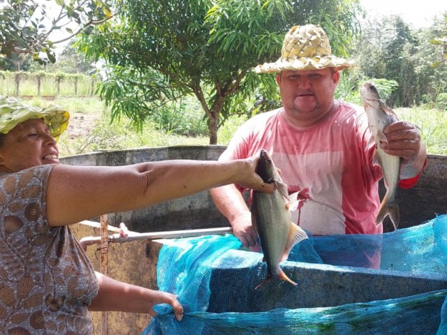 Preparao da terra e pesca no tanque do quintal produtivo transforma a pscoa de Moreiro e famlia