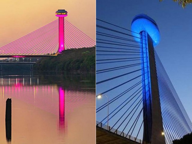 Pais vo colorir Ponte Estaiada de Teresina para ch revelao