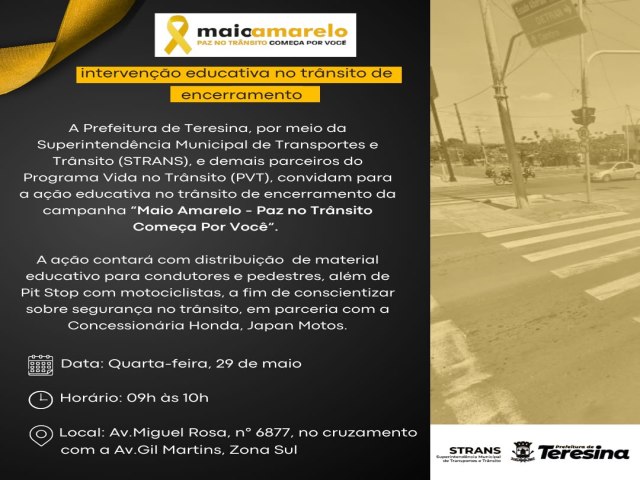 Strans realizar o encerramento do Maio Amarelo em parceria com a Honda Japan Motos