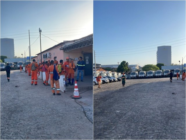 Trabalhadores de limpeza e coleta de lixo paralisam atividades em Teresina nesta segunda