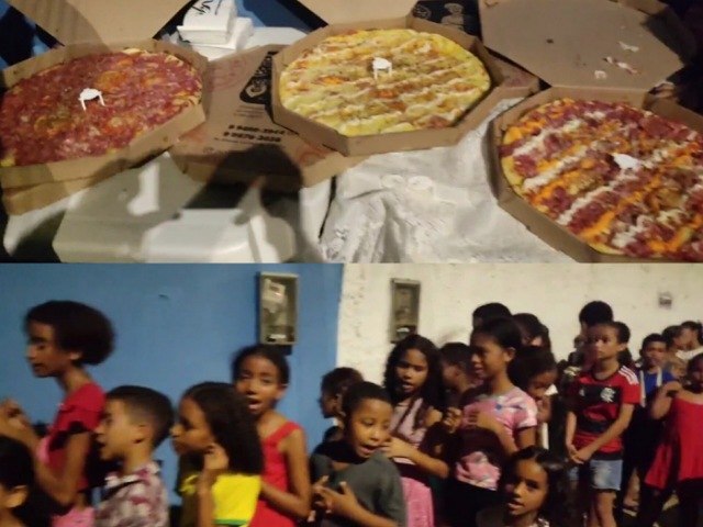 Corrente do Bem e Point da Pizza promovem festival de pizza para crianas da Vila Santa Cruz em Teresina.