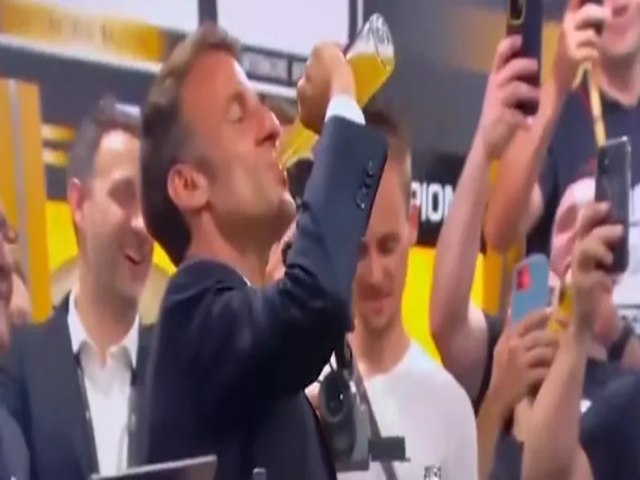 Macron bebe cerveja com apenas um gole e gera polmica na Frana