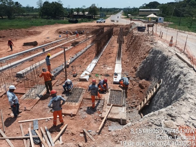 TARAUAC: OBRA DE PROLONGAMENTO DA PONTE EST PREVISTA PARA SER ENTREGUE EM MARO - 'EMPRESA QUER ANTECIPAR PRA FEVERERIO', DIZ ENGENHEIRO.