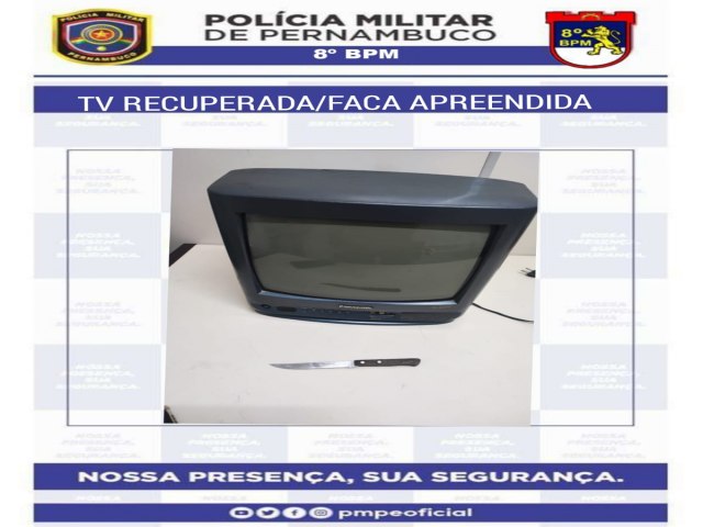Ladro  preso em flagrante aps furto de televiso na residncia materna no bairro Divino Esprito Santo em Salgueiro.