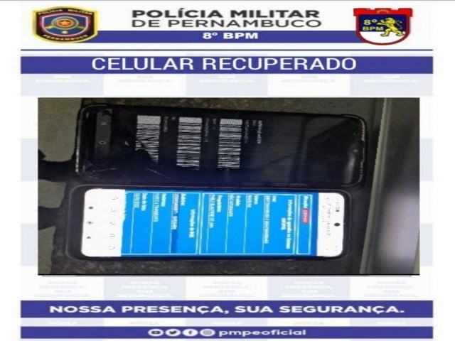 Mulher  detida pela polcia militar com celular roubado prximo a quadra no bairro Santa Margarida em Salgueiro