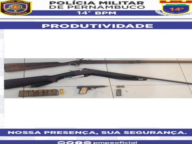 Polcia Militar prende indivduo suspeito por caa Ilegal e apreende armas e munies em Serra Talhada.