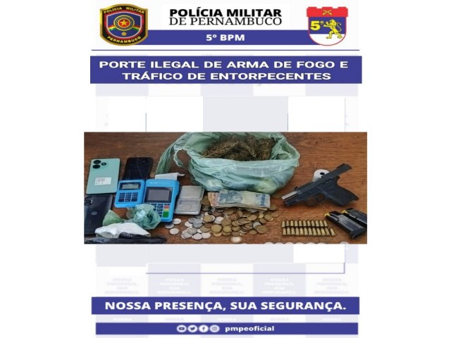 Ao policial desarticula ponto de venda de drogas e prende traficante com arma e munies em Petrolina 