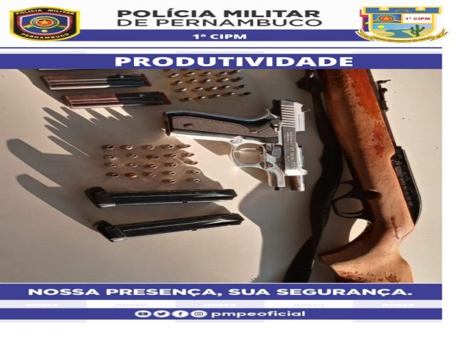 Policiais Militares da 1CIPM prendem indivduo com pistola, rifle e vrias munies na zona rural de Itacuruba