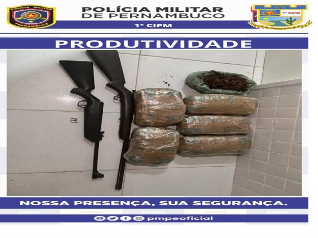 Mais de 5 Kg de maconha e armas so apreendidas pela Polcia Militar da 1CIPM em Belm do So Francisco