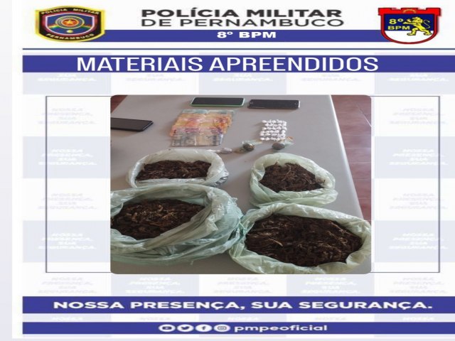 Polcia Militar desmantela ponto de venda de drogas e prende traficante na zona rural de Serrita 