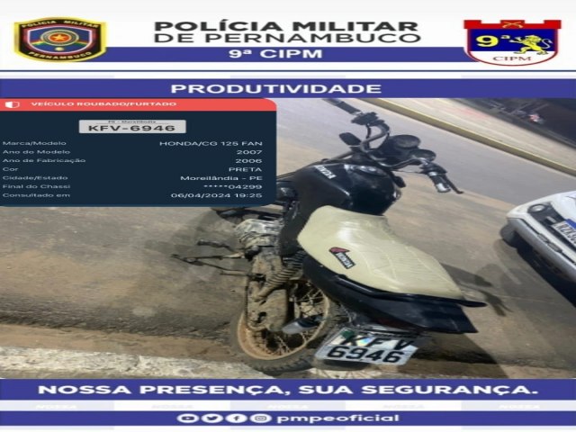 Polcia Militar recupera moto roubada em terreno baldio no bairro So Geraldo em Trindade - Blog do Francisco Brito 