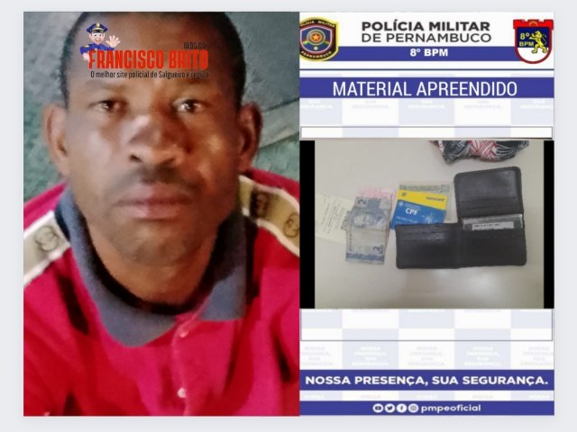 Aps furtar objetos de residncia, ladro  detido por populares e preso pela polcia militar no centro de Salgueiro 