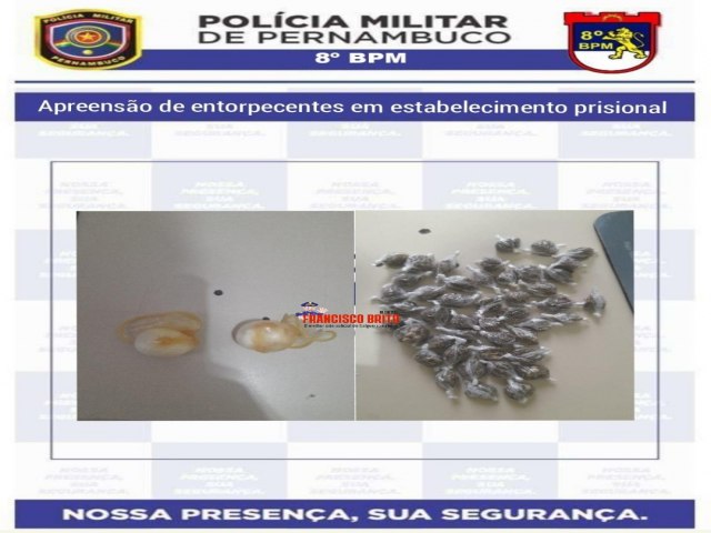 Policiais Militares e Penais apreendem cocana e 45 big big de maconha no presdio de Salgueiro.