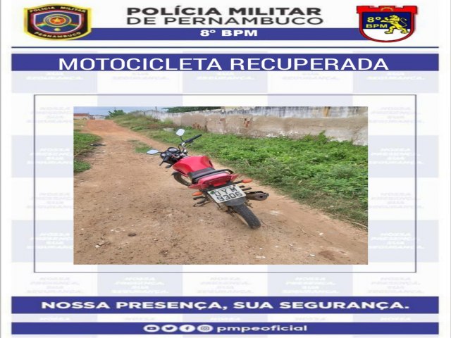 Moto furtada  recuperada pela Polcia Militar do 8 BPM em Salgueiro - Blog do Francisco Brito 