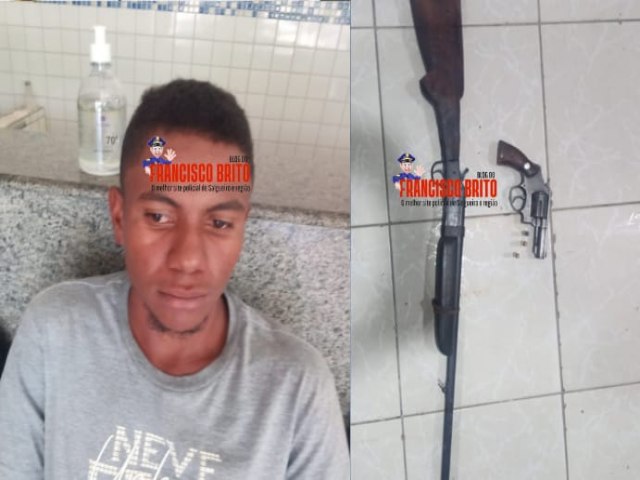 Polcias Militares prendem indivduo com armas e munies na zona rural de Belm do So Francisco.