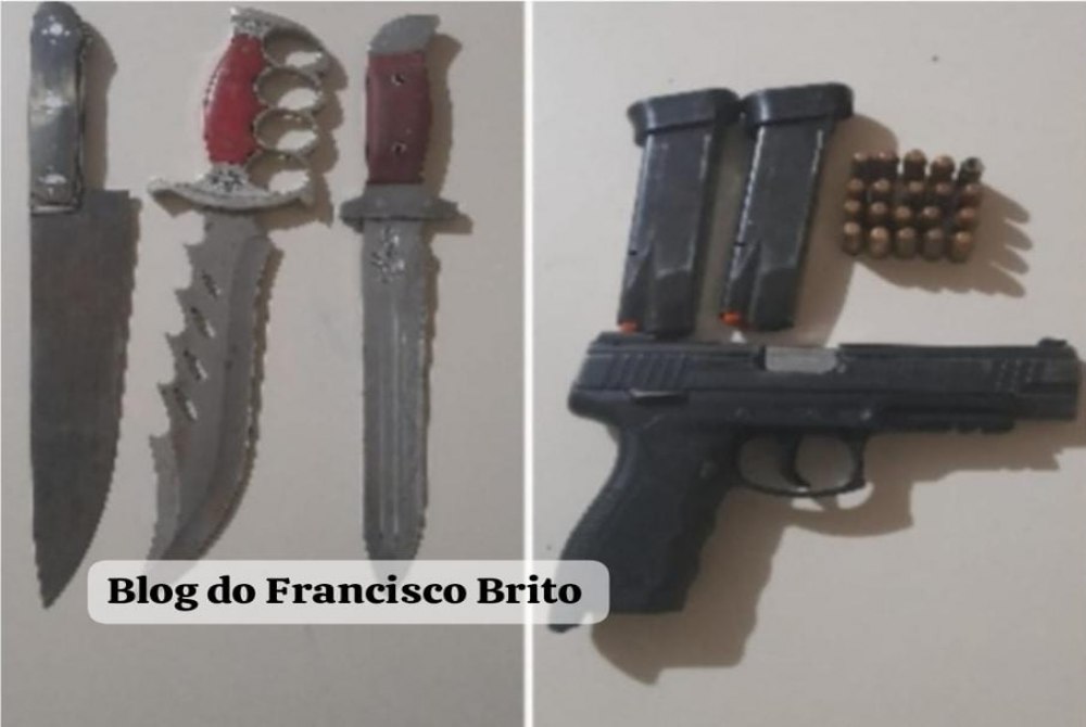Indevido � preso com pistola, muni��es e facas ap�s amea�ar familiares em Mirandiba