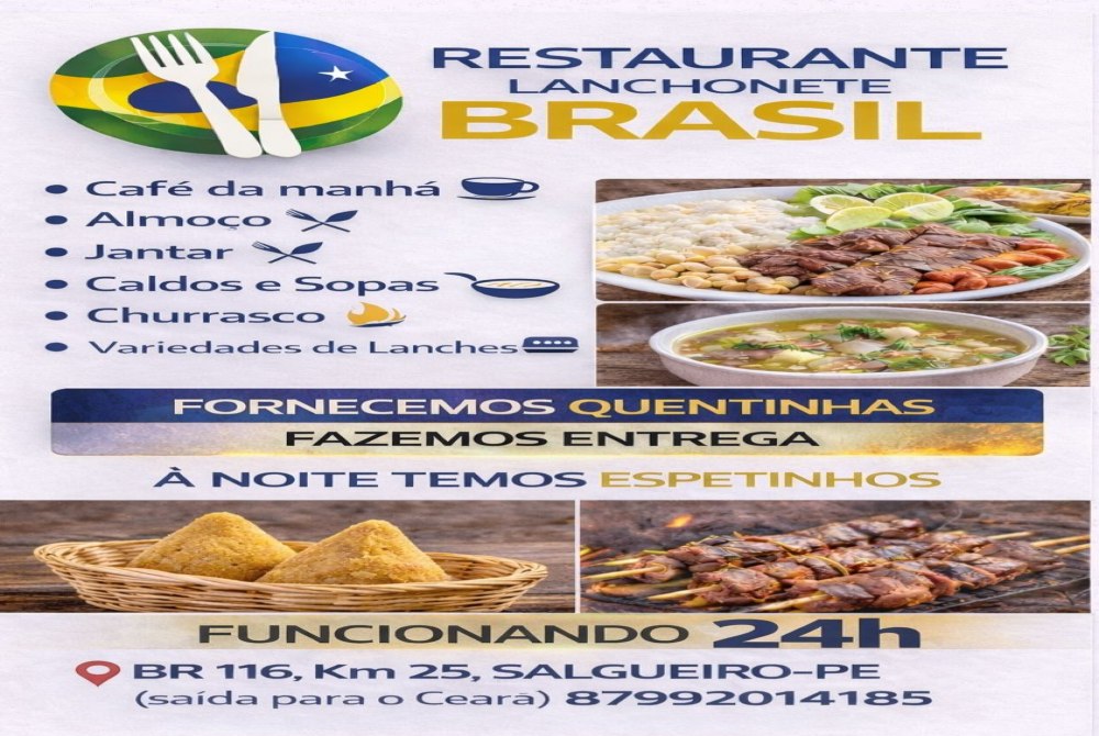Restaurante e lanchonete do Posto Brasil abre vagas para cozinheiro e auxiliar de cozinha em Salgueiro, telefone: (87) 99161-6982 