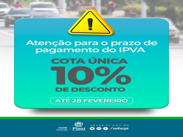 Contribuintes tm at dia 28 de fevereiro para pagar IPVA com 10% de desconto