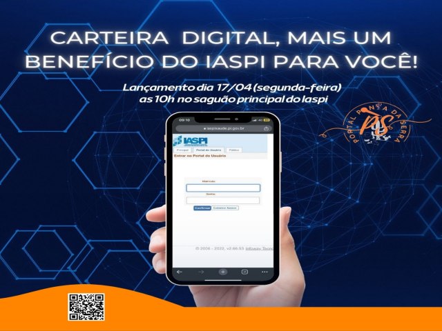 O Iaspi lana nesta segunda-feira (17) mais um benefcio aos usurios do sistema Iaspi Sade/planta com o lanamento da carteira Digital. 