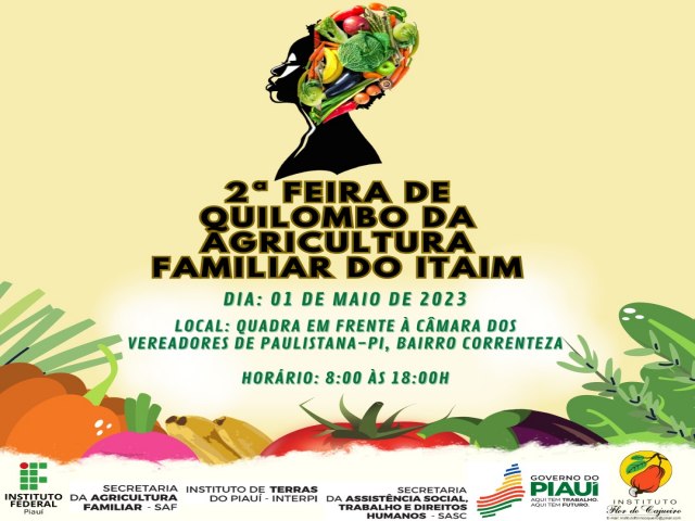 Convite para a 2 feira de quilombo da  agricultura familiar do Itaim.