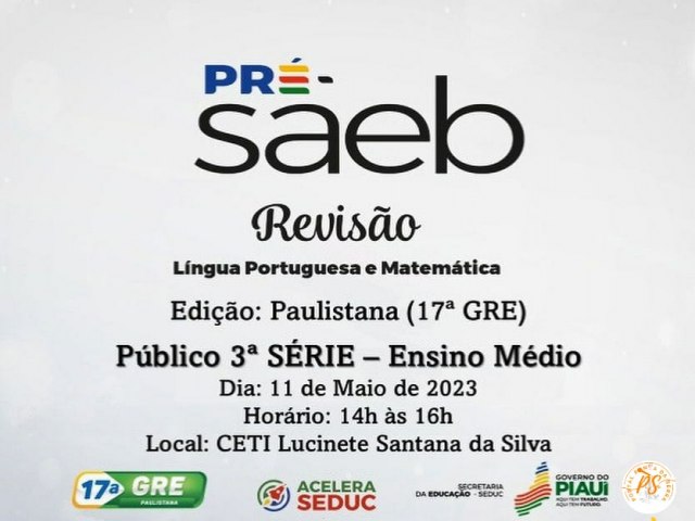 Neste dia 11 de maio ocorrer o pr sabe em paulistana.