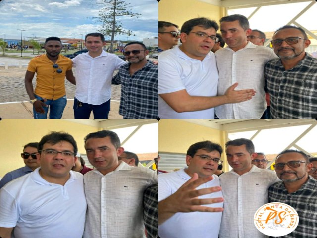 Pr Candidato a prefeito pela oposio de Queimada Nova Adilson coelho participa de inaugurao de rodovia com o governador Rafael fonteles.